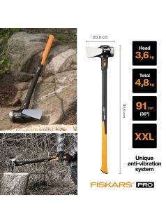   Fiskars PRO IsoCore™ építőipari fejsze, XXL, 3,5 kg (1020220)