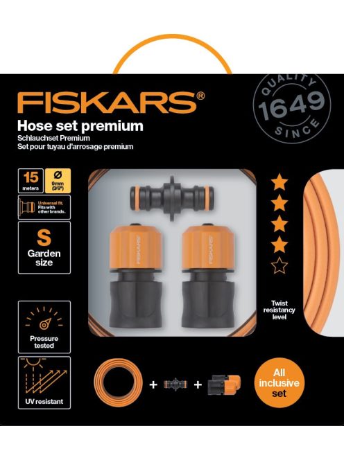 Fiskars Tömlő készlet premium Q4 15m 9mm (5 év garancia a tömlőre) (1020447)