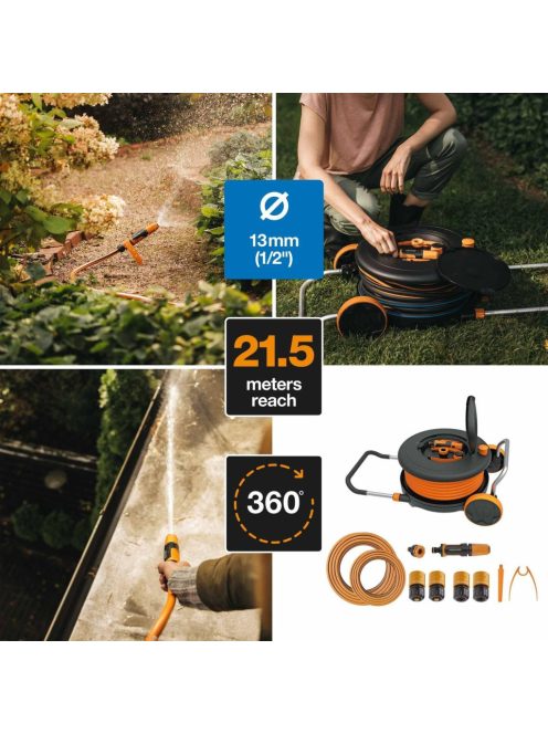Fiskars Comfort M-es tömlőkocsi 20 m tömlővel Q3 (1023643)