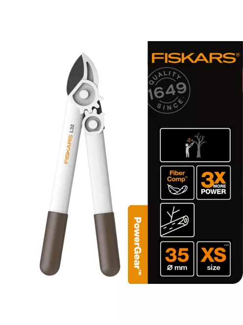 Fiskars PowerGear™ L32 ágvágó, rávágó, XS, fehér (1026930)