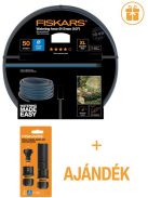 Fiskars Locsolótömlő, 13 mm (1/2"), 50 m Q4 + AJÁNDÉK ÖNTÖZŐ ALAPKÉSZLET