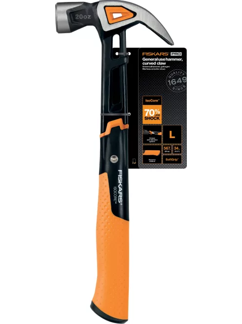 Fiskars PRO IsoCore™ általános kalapács, L, görbített (1027203)