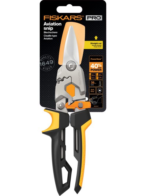 Fiskars PowerGear™ Aviation lemezvágó olló, egyenes (1027207)