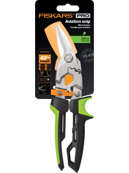 Fiskars PowerGear™ Aviation lemezvágó olló, jobb (1027208)