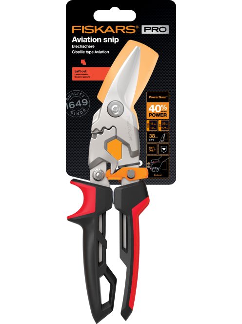 Fiskars PowerGear™ Aviation lemezvágó olló, bal (1027209)
