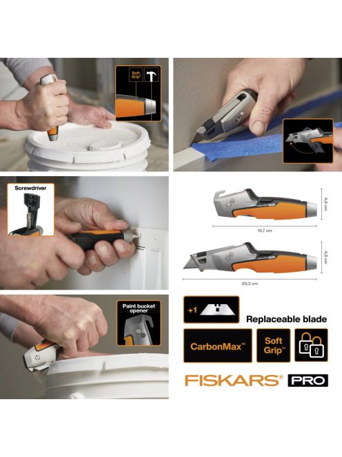 Fiskars PRO CarbonMax™ pengekés festőknek, festékes vödör nyitó funkcióval, csavarhúzóval (1027225) - Sérült csomagolású, hibátlan termék