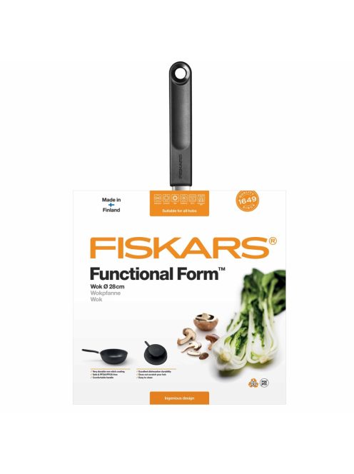 Fiskars Functional Form™ Wok serpenyő, 28 cm, rozsdamentes acél (1027705)