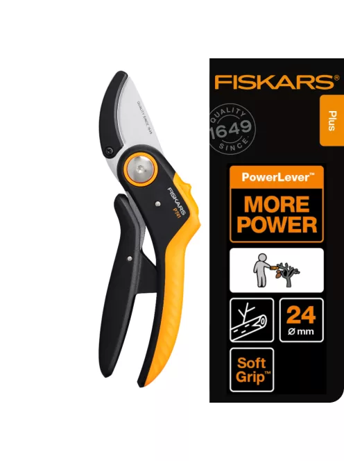 Fiskars Plus P741 PowerLever™ metszőolló, rávágó (1057171)