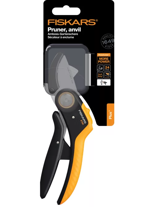 Fiskars Plus P741 PowerLever™ metszőolló, rávágó (1057171)