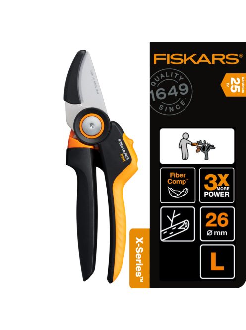 Fiskars X-Series™ P941 forgónyelű metszőolló, rávágó, L - 25 év garanciával (1057174)
