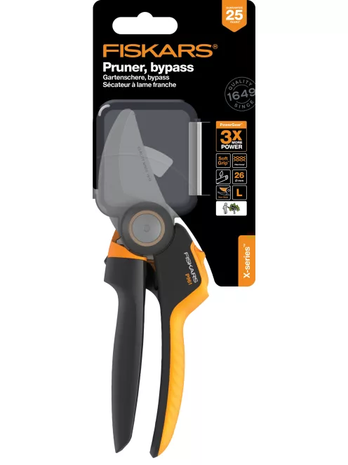 Fiskars X-Series™ P961 forgónyelű metszőolló, bypass, L  - 25 év garanciával (1057175)