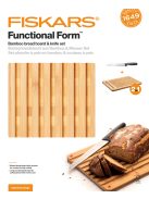 Fiskars Functional Form Bambusz vágódeszka és kenyérvágó kés készlet (1057551)