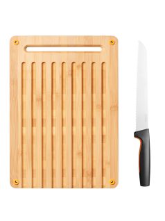   Fiskars Functional Form kenyérvágó készlet, bambusz vágódeszkával (1057551)