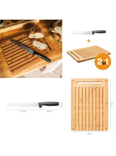   Fiskars Functional Form kenyérvágó készlet, bambusz vágódeszkával (1057551)