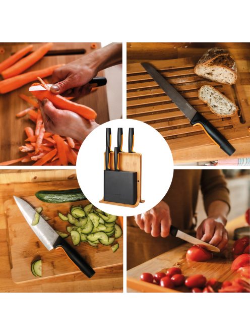 Fiskars Functional Form Késblokk bambusz 5 késes  (1057552)