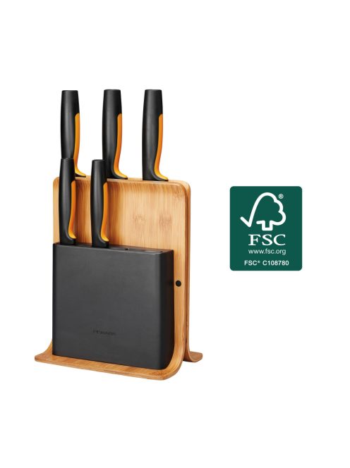 Fiskars Functional Form Késblokk bambusz 5 késes  (1057552)
