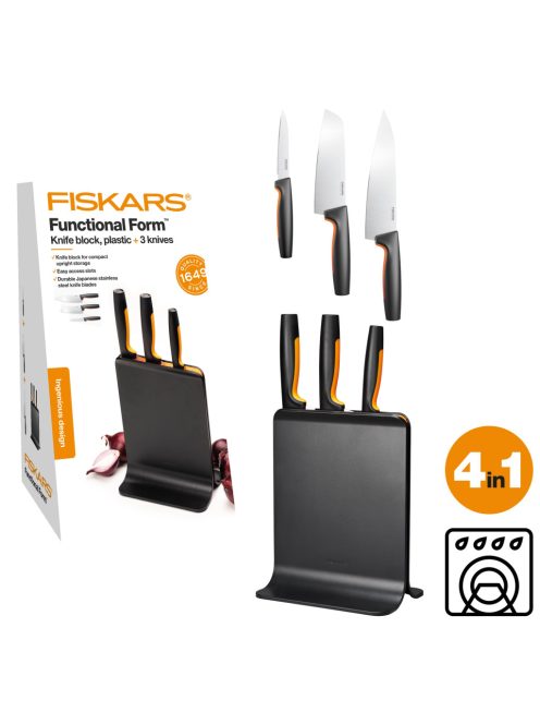 Fiskars Functional Form Késblokk műanyag 3 késes (1057555)