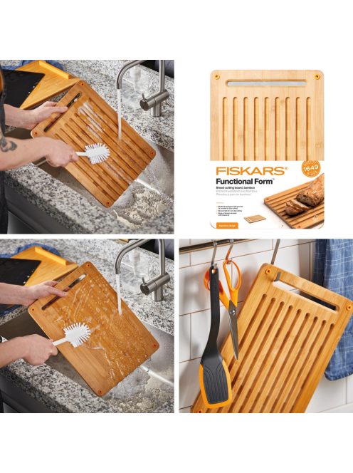 Fiskars Functional Form Bambusz vágódeszka kenyérszeleteléshez (1059230)