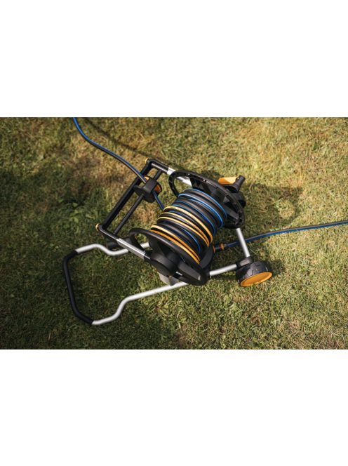 Fiskars Manuális tömlőkocsi XL, kerékkel, tartozékokkal és 20 m 1/2 "-os tömlővel