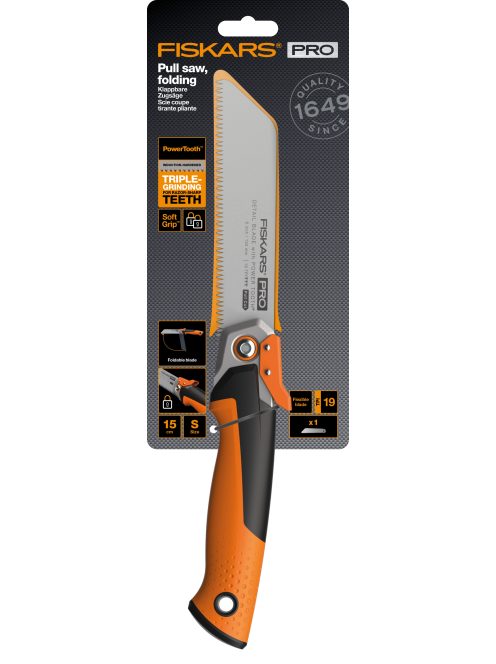Fiskars PowerTooth™ összecsukható fűrész, 150mm 19tpi (1062932)