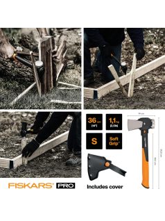   Fiskars PRO IsoCore™ építőipari fejsze, S + pengevédő tok (1062936)