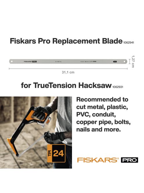 Fiskars PowerTooth™ cserélhető penge keretes fűrészhez, 300 mm, 24 tpi (1062941)
