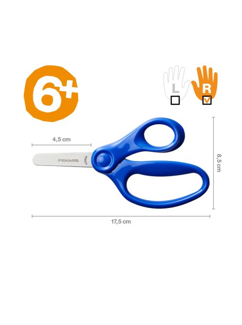 Fiskars Tompa hegyű gyerekolló, 13 cm - kék (1064069)