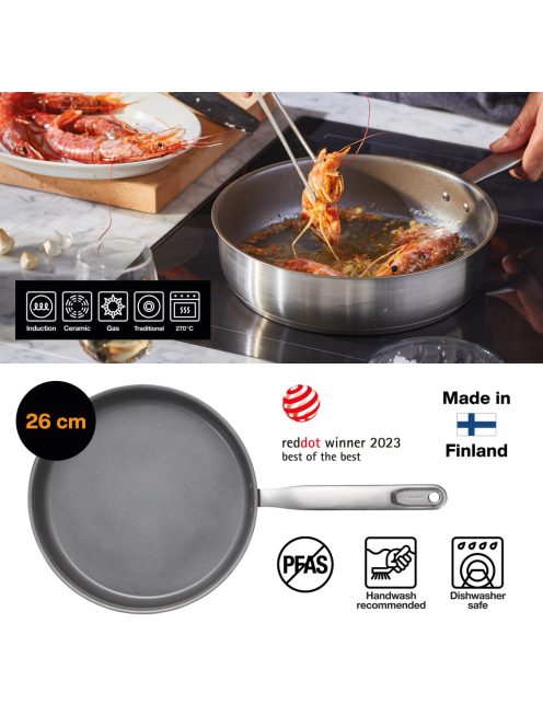 Fiskars All Steel pároló serpenyő, 26 cm, kerámiabevonatos - 25 év garanciával