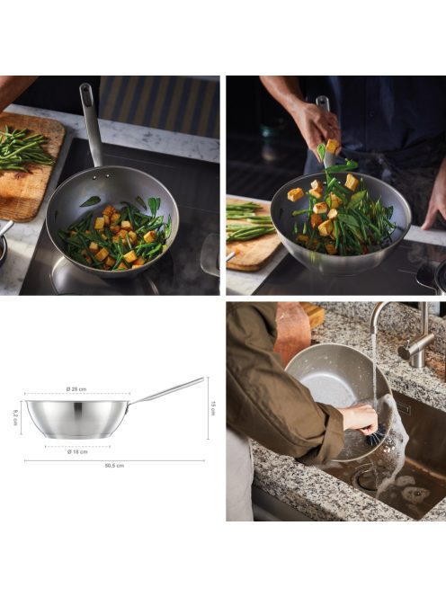 Fiskars All Steel Wok serpenyő, 28 cm