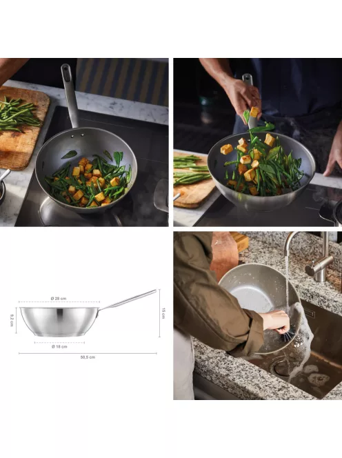 Fiskars All Steel wok serpenyő, 28 cm, kerámiabevonatos - 25 év garanciával