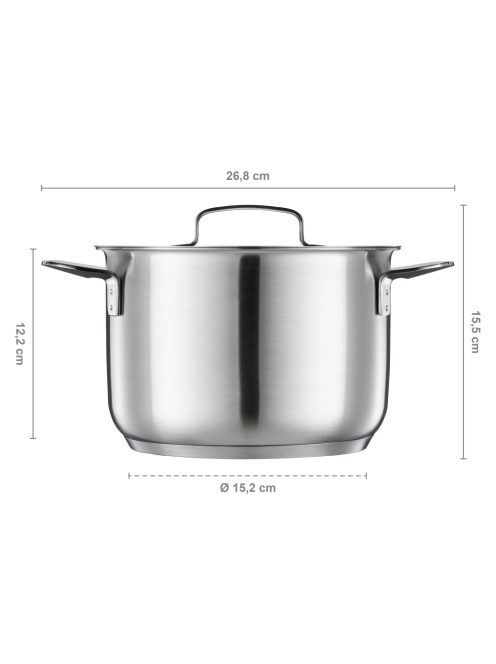 Fiskars All Steel Lábas, 3 L, fedővel, rozsdamentes acél - 25 év garanciával