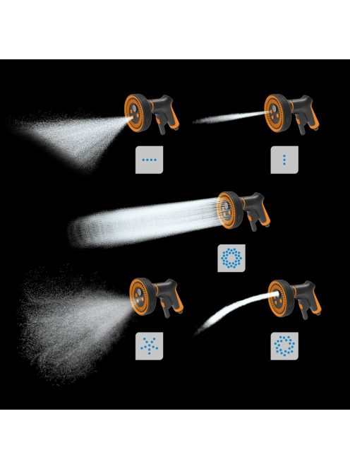 Fiskars Comfort locsolópisztoly, multi, markolatvezérlésű