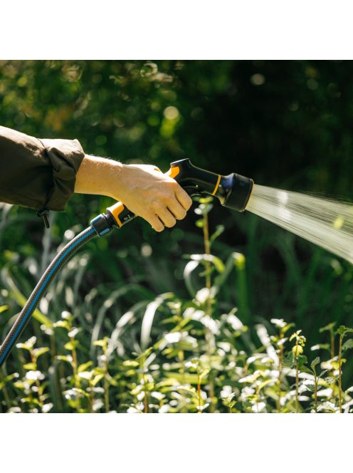 Fiskars Comfort locsolópisztoly, 3-funkciós, markolatvezérlésű