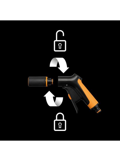 Fiskars Comfort locsolópisztoly, állítható, markolatvezérlésű