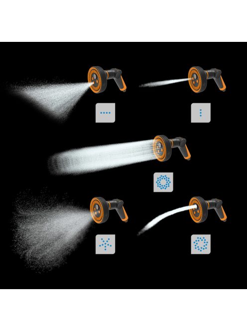 Fiskars Comfort locsolópisztoly, multi, hüvelykujj vezérlés