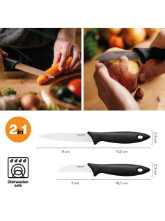 Fiskars Essential 2 db-os hámozókés készlet