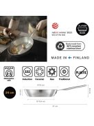 Fiskars All Steel Pure serpenyő, 24 cm, rozsdamentes acél - 25 év garanciával