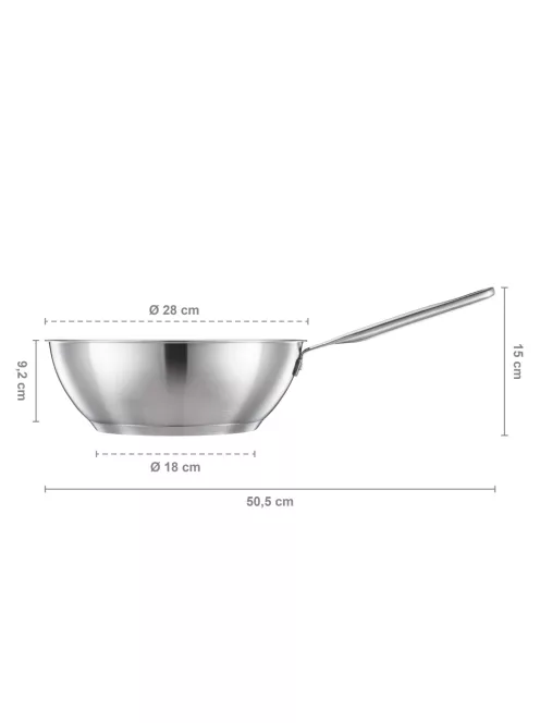 Fiskars All Steel Pure wok serpenyő, 28 cm, rozsdamentes acél - 25 év garanciával