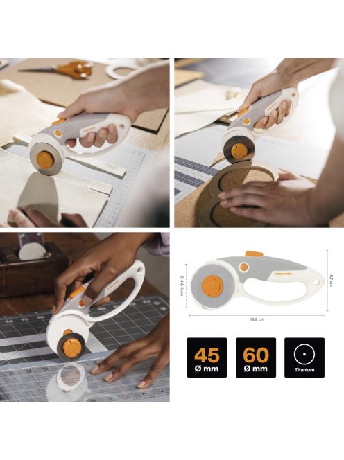 Fiskars Görgős vágó váltható pengével 45mm/60mm
