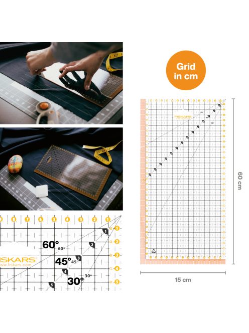 Fiskars Patchwork vonalzó 16 x 31 cm
