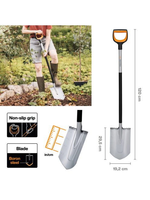 Fiskars Xact™ hegyes ásó - 25 év garanciával