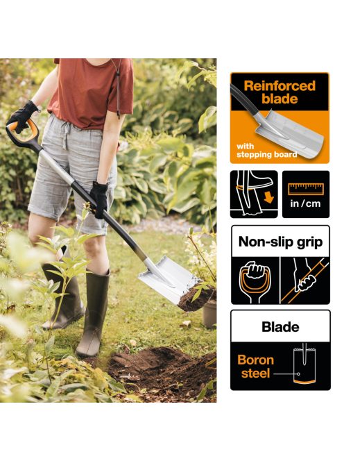Fiskars Xact™ lekerekített ásólapát - 25 év garanciával (1066730)