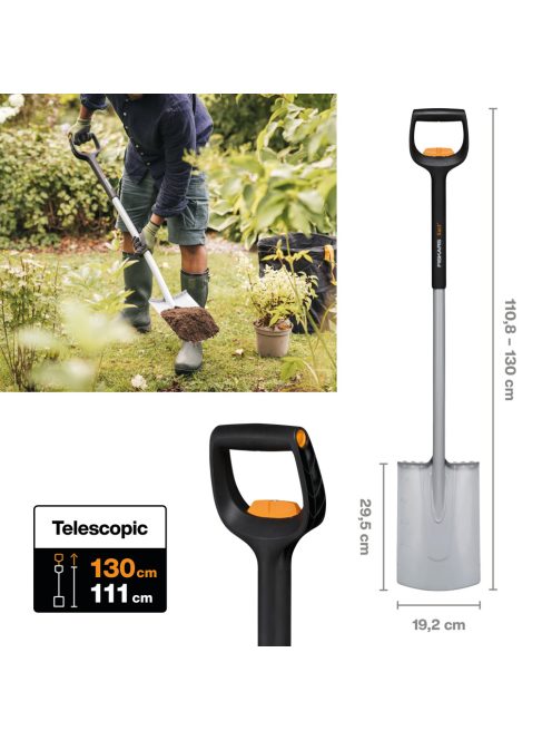 Fiskars Xact™ teleszkópos ásólapát - 25 év garanciával