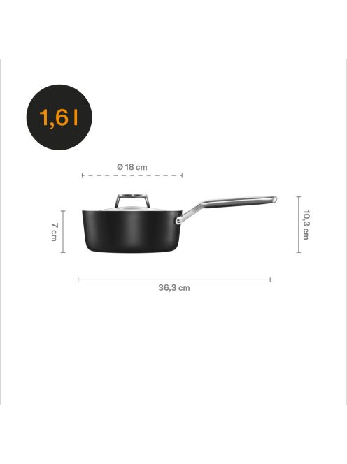 Fiskars Taiten nyeles lábas 1,6 L /fedővel - 25 év garanciával