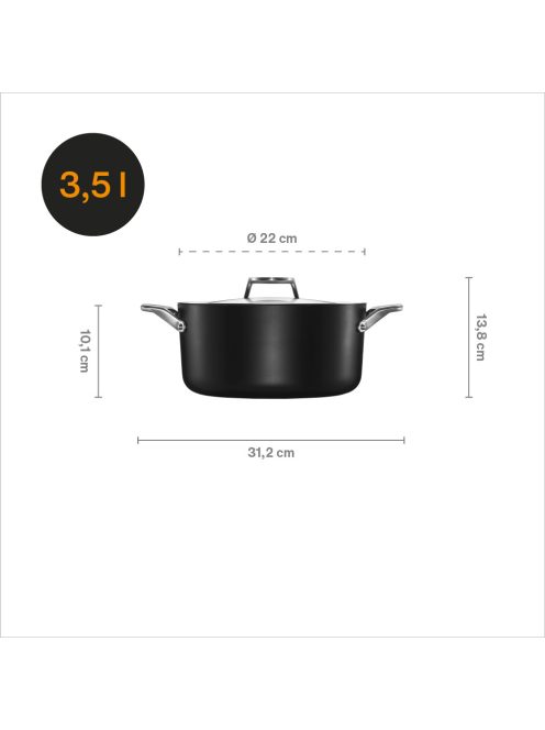 Fiskars Taiten alumínium lábas 3,5 L, kerámiabevonatos - 25 év garanciával