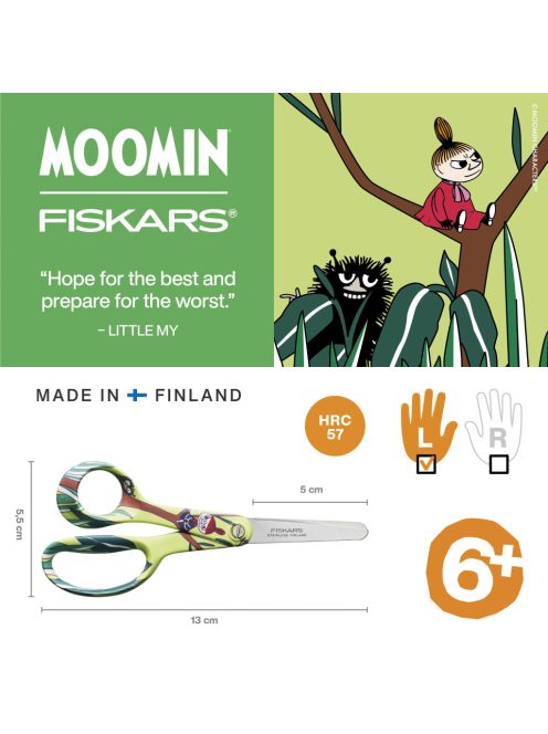 Fiskars Moomin balkezes gyerekolló, Little My, 13 cm 