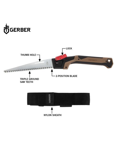Gerber BUSHCRAFT SAW összecsukható fűrész, Coyote barna-fekete - 25 év garanciával