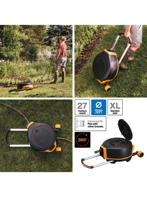 Fiskars XL automata tömlőkocsi szett kerekekkel