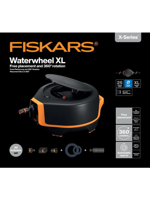 Fiskars XL automata tömlőkocsi szett