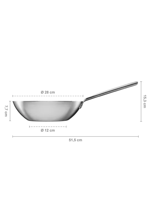 Fiskars Norden prémium acél wok serpenyő, 28 cm - 25 év garanciával (1067630)